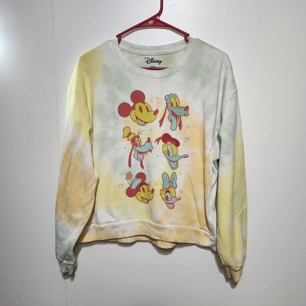 Disney Youth XXL Sweatshirt Tie Dye Mickey Pluto Goody Donald Minnie Daisy Used